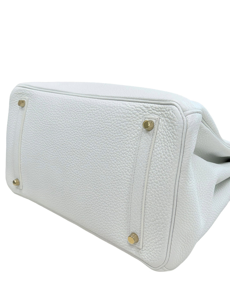 Hermes Birkin 35 White Clemence Leather With Gold Hardware Handbag