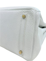 Hermes Birkin 35 White Clemence Leather With Gold Hardware Handbag