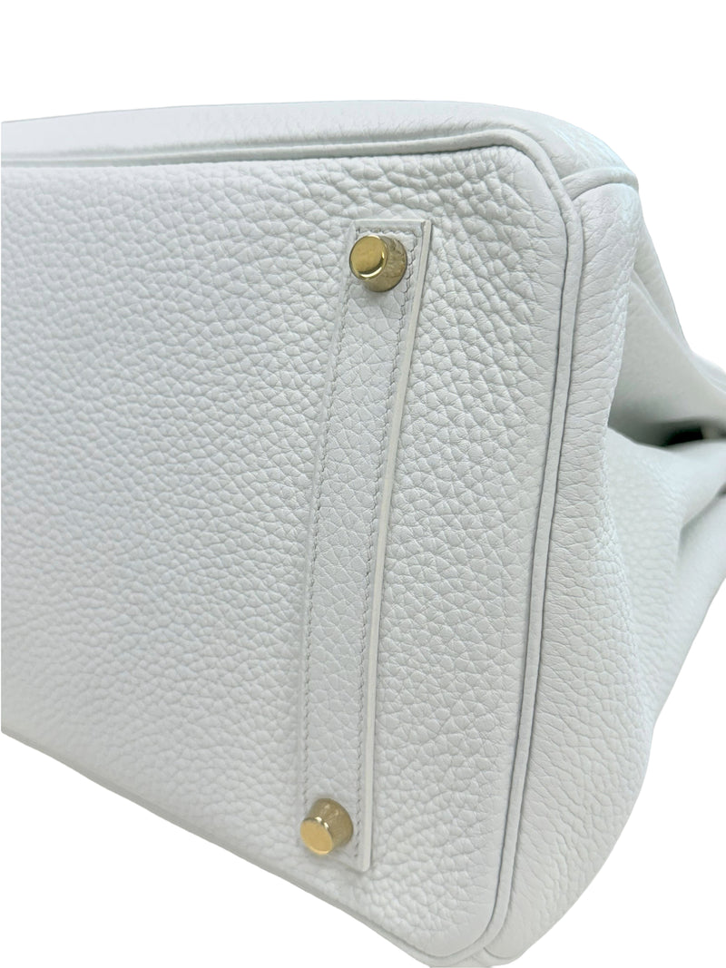 Hermes Birkin 35 White Clemence Leather With Gold Hardware Handbag