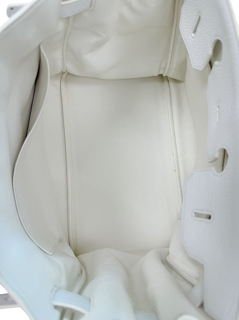 Hermes Birkin 35 White Clemence Leather With Gold Hardware Handbag