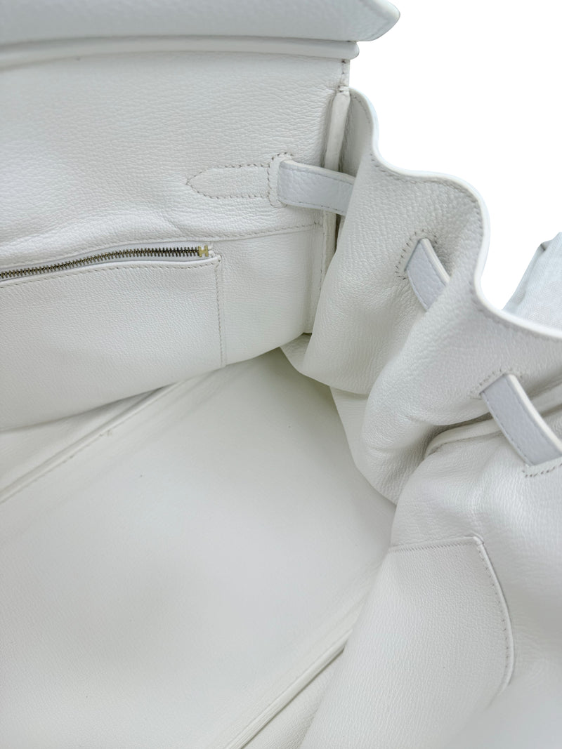 Hermes Birkin 35 White Clemence Leather With Gold Hardware Handbag