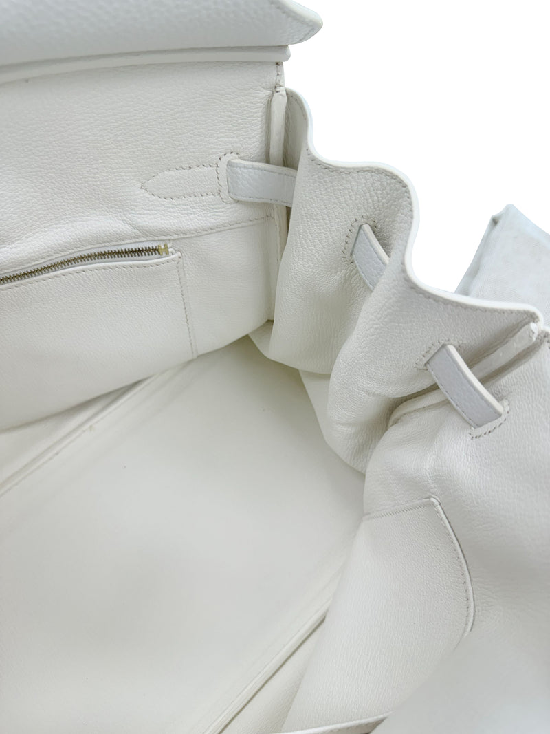 Hermes Birkin 35 White Clemence Leather With Gold Hardware Handbag