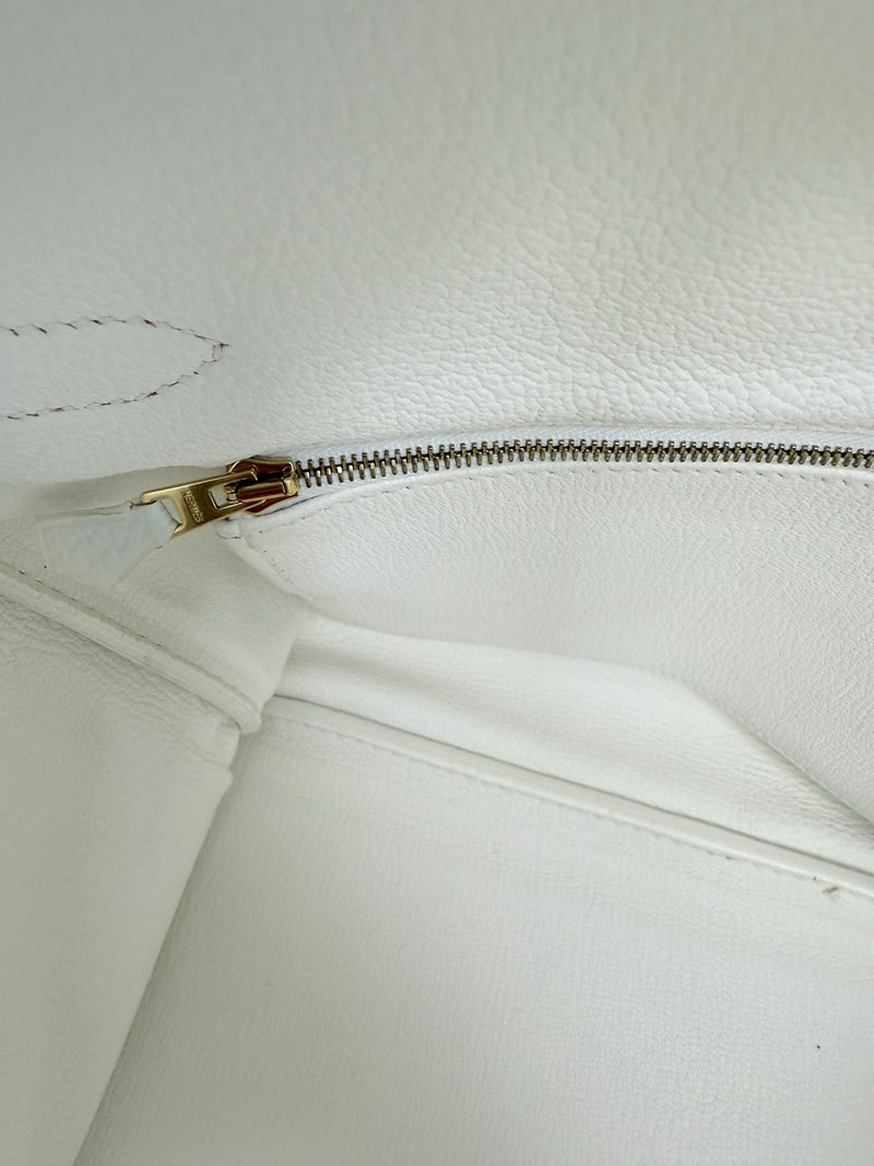 Hermes Birkin 35 White Clemence Leather With Gold Hardware Handbag