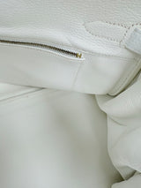 Hermes Birkin 35 White Clemence Leather With Gold Hardware Handbag