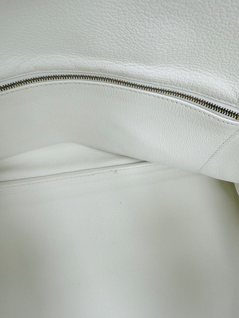 Hermes Birkin 35 White Clemence Leather With Gold Hardware Handbag
