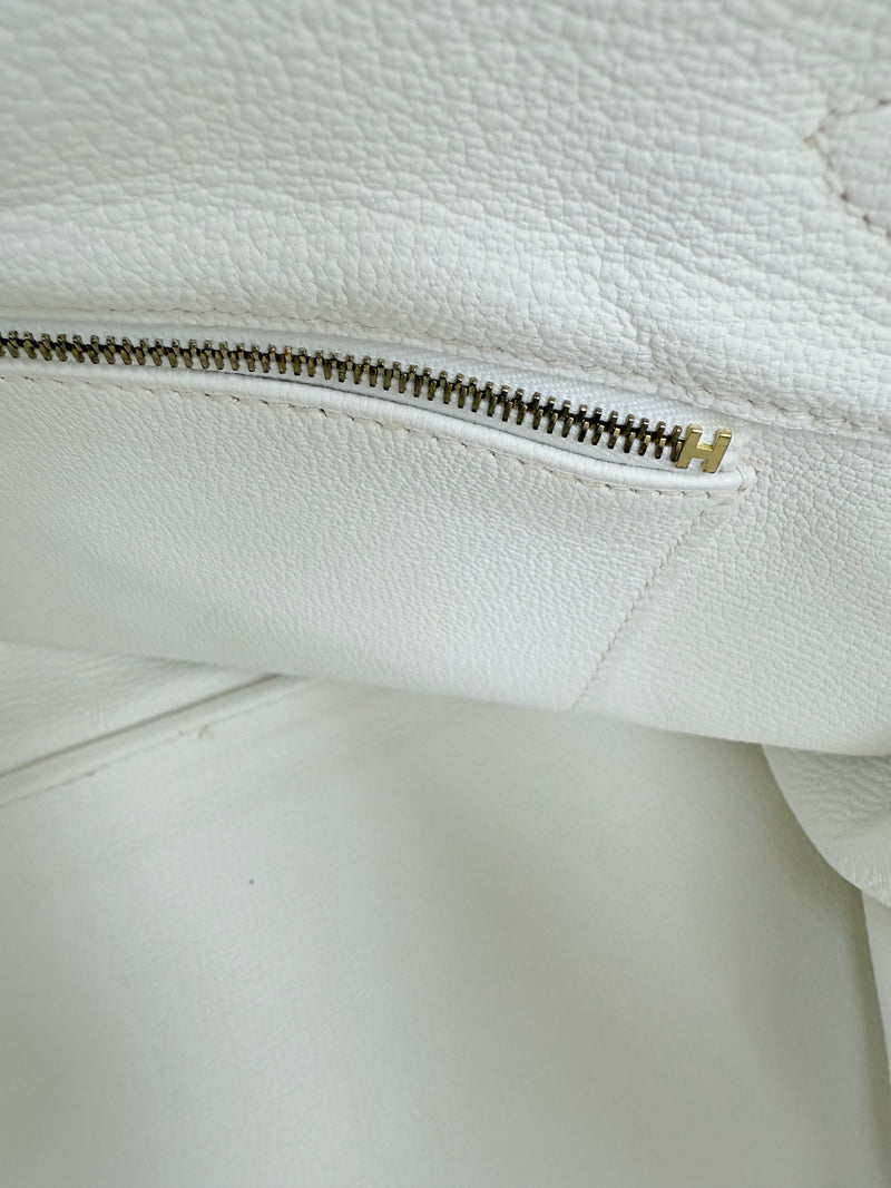 Hermes Birkin 35 White Clemence Leather With Gold Hardware Handbag