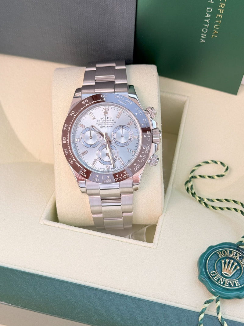 Rolex Daytona 40mm Glacier Ice Blue Diamond Baguette Dial Platinum Watch 116506
