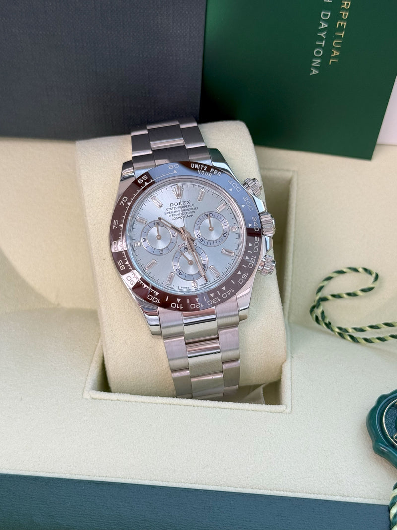 Rolex Daytona 40mm Glacier Ice Blue Diamond Baguette Dial Platinum Watch 116506