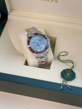 Rolex Daytona 40mm Glacier Ice Blue Diamond Baguette Dial Platinum Watch 116506