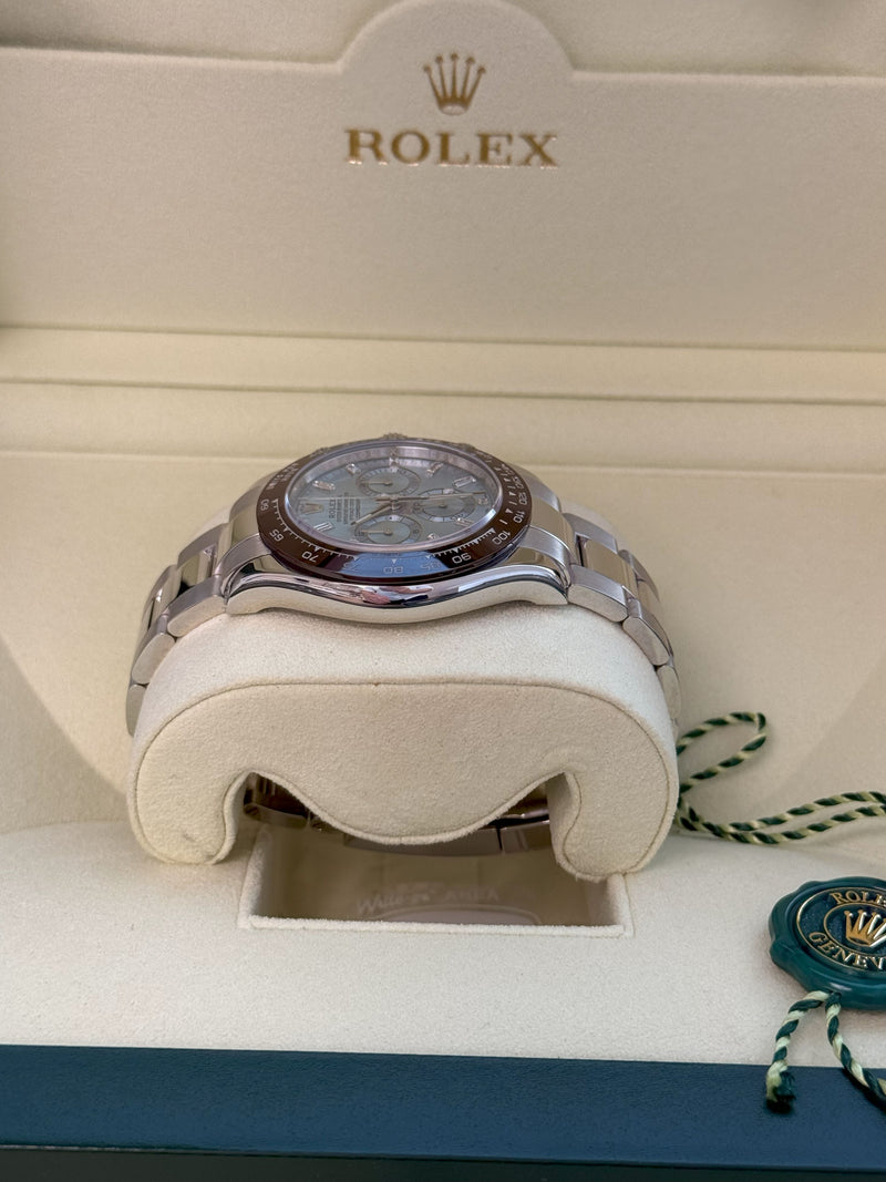 Rolex Daytona 40mm Glacier Ice Blue Diamond Baguette Dial Platinum Watch 116506