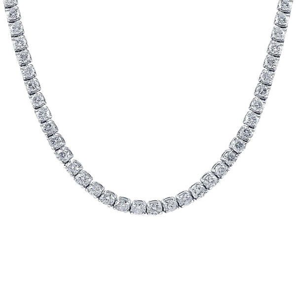 33.35ct Natural Round Diamonds Tennis Necklace 18 Inches 18K White Gold SI1-VS2