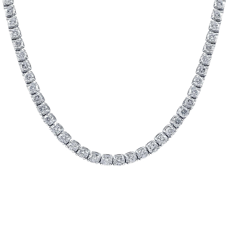 33.35ct Natural Round Diamonds Tennis Necklace 18 Inches 18K White Gold SI1-VS2