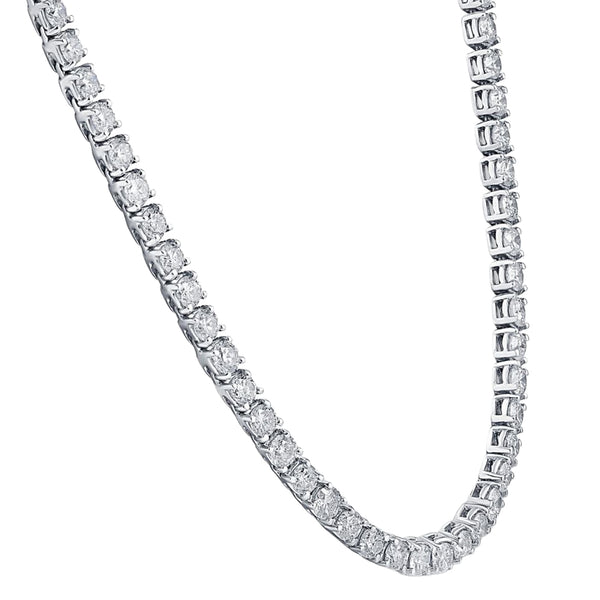 33.35ct Natural Round Diamonds Tennis Necklace 18 Inches 18K White Gold SI1-VS2