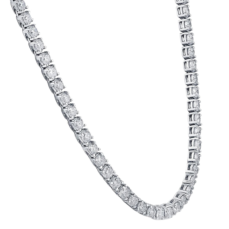 33.35ct Natural Round Diamonds Tennis Necklace 18 Inches 18K White Gold SI1-VS2