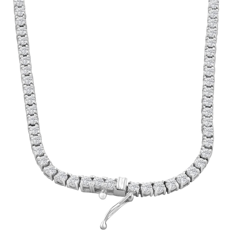 33.35ct Natural Round Diamonds Tennis Necklace 18 Inches 18K White Gold SI1-VS2