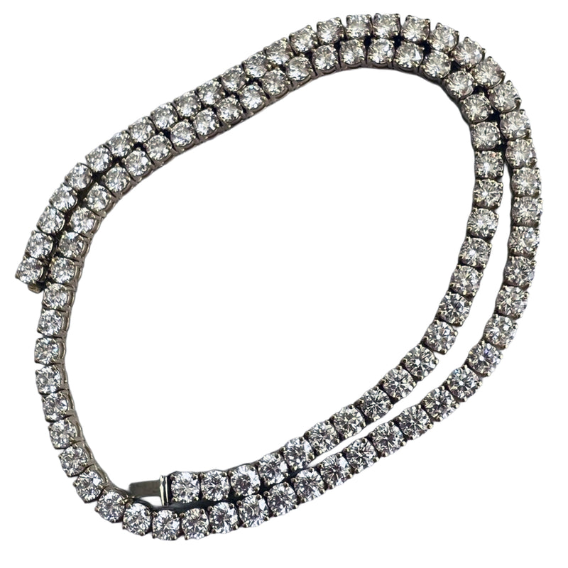 33.35ct Natural Round Diamonds Tennis Necklace 18 Inches 18K White Gold SI1-VS2