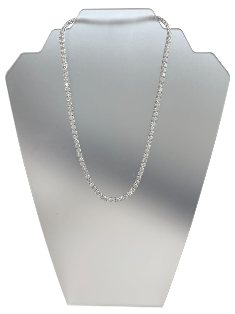 33.35ct Natural Round Diamonds Tennis Necklace 18 Inches 18K White Gold SI1-VS2