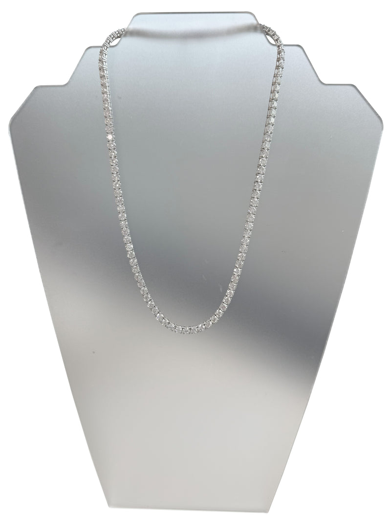 33.35ct Natural Round Diamonds Tennis Necklace 18 Inches 18K White Gold SI1-VS2