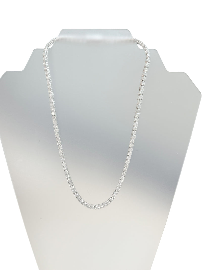33.35ct Natural Round Diamonds Tennis Necklace 18 Inches 18K White Gold SI1-VS2