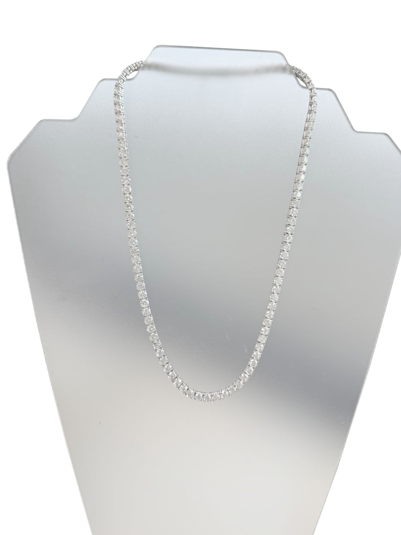 33.35ct Natural Round Diamonds Tennis Necklace 18 Inches 18K White Gold SI1-VS2