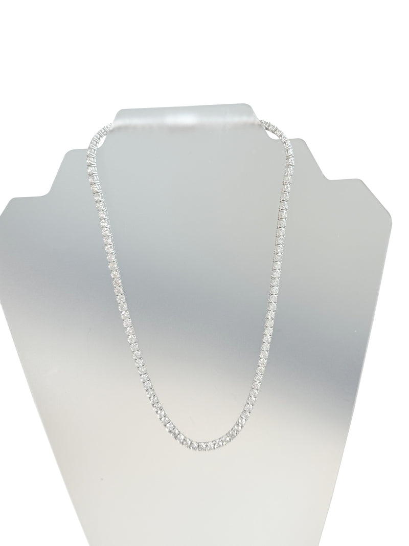 33.35ct Natural Round Diamonds Tennis Necklace 18 Inches 18K White Gold SI1-VS2