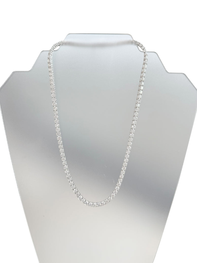 33.35ct Natural Round Diamonds Tennis Necklace 18 Inches 18K White Gold SI1-VS2