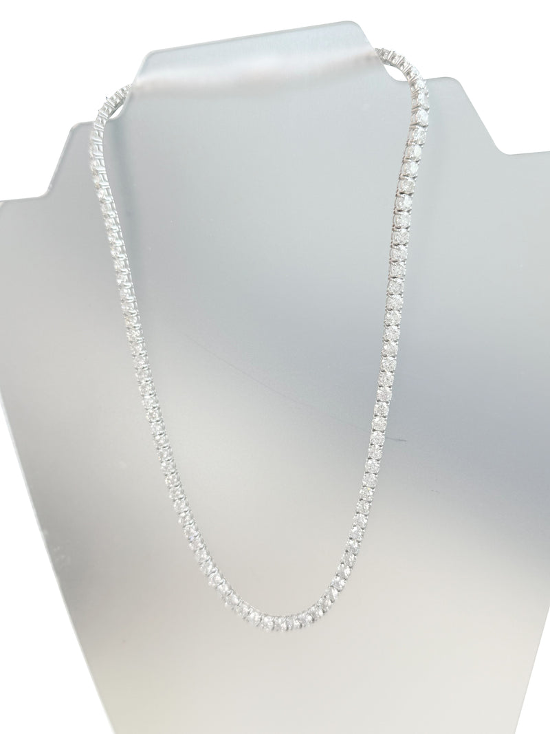 33.35ct Natural Round Diamonds Tennis Necklace 18 Inches 18K White Gold SI1-VS2