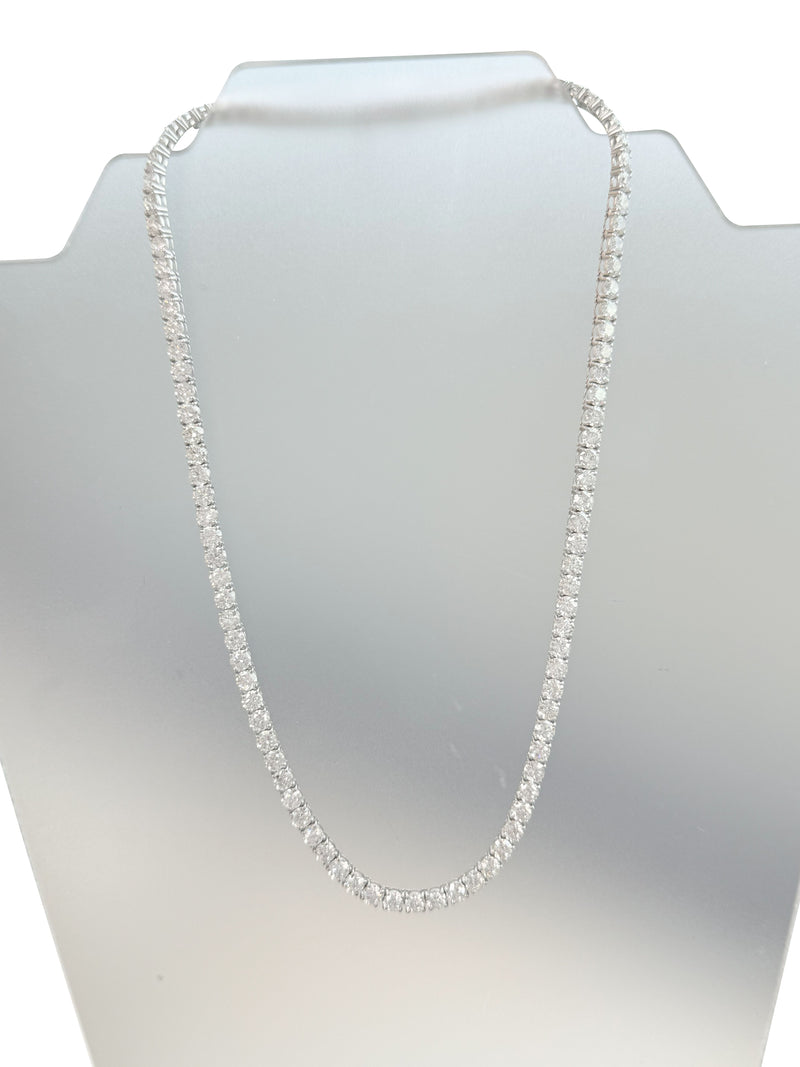33.35ct Natural Round Diamonds Tennis Necklace 18 Inches 18K White Gold SI1-VS2
