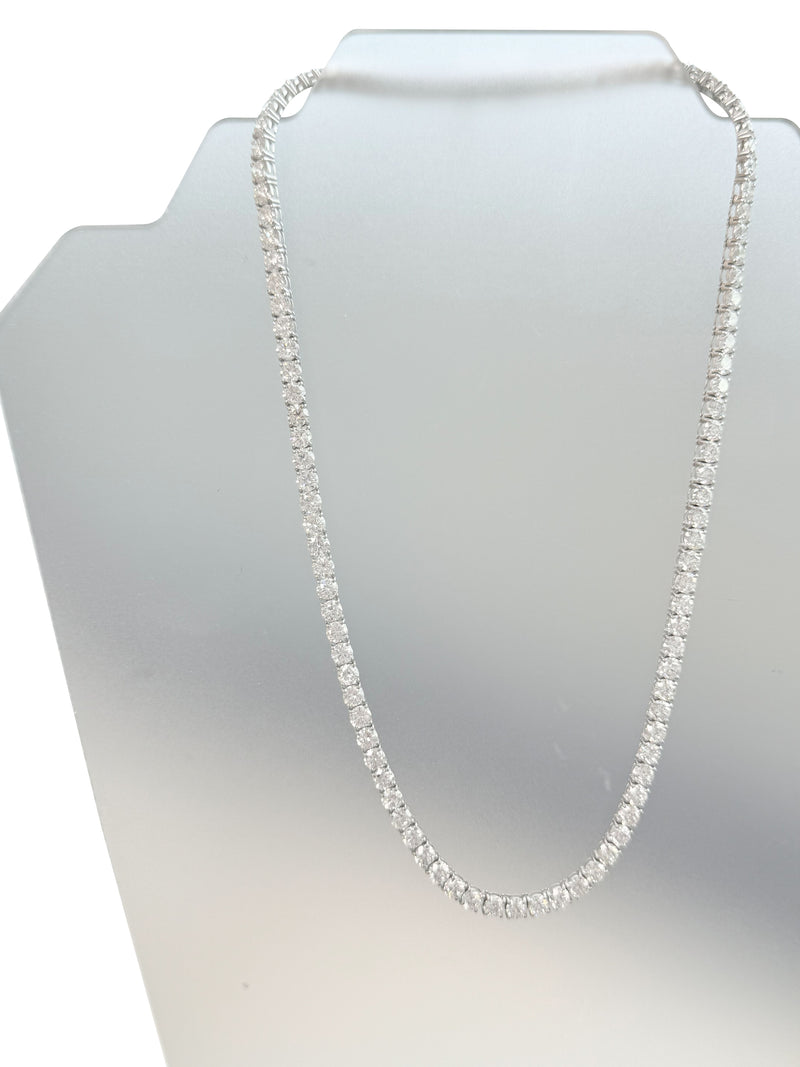 33.35ct Natural Round Diamonds Tennis Necklace 18 Inches 18K White Gold SI1-VS2