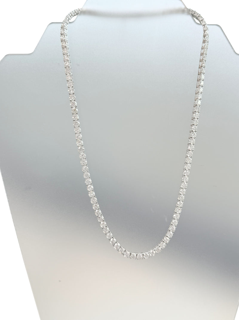 33.35ct Natural Round Diamonds Tennis Necklace 18 Inches 18K White Gold SI1-VS2