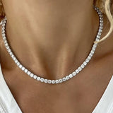 33.35ct Natural Round Diamonds Tennis Necklace 18 Inches 18K White Gold SI1-VS2