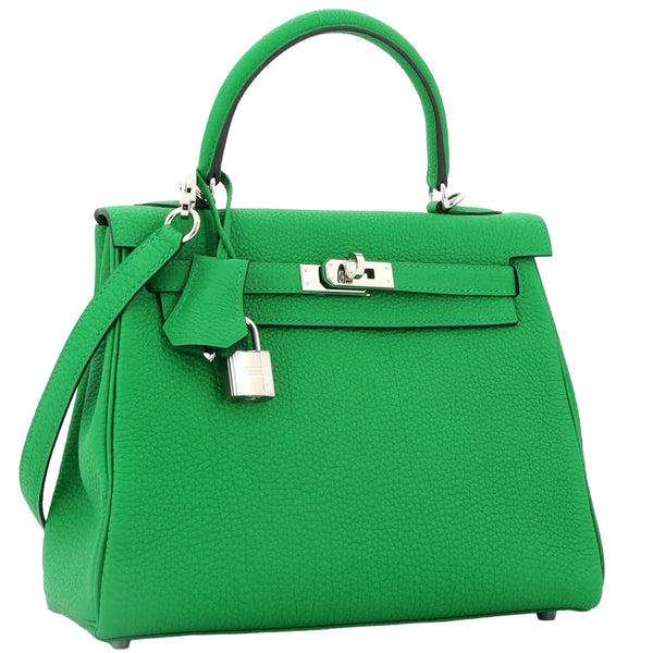 Hermes Kelly 25 Bamboo Togo Leather with Palladium Hardware Handbag