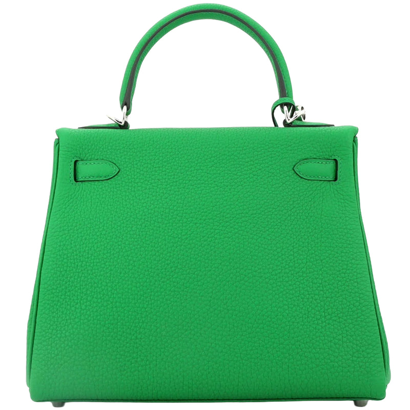 Hermes Kelly 25 Bamboo Togo Leather with Palladium Hardware Handbag