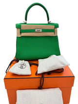 Hermes Kelly 25 Bamboo Togo Leather with Palladium Hardware Handbag