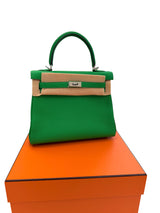 Hermes Kelly 25 Bamboo Togo Leather with Palladium Hardware Handbag