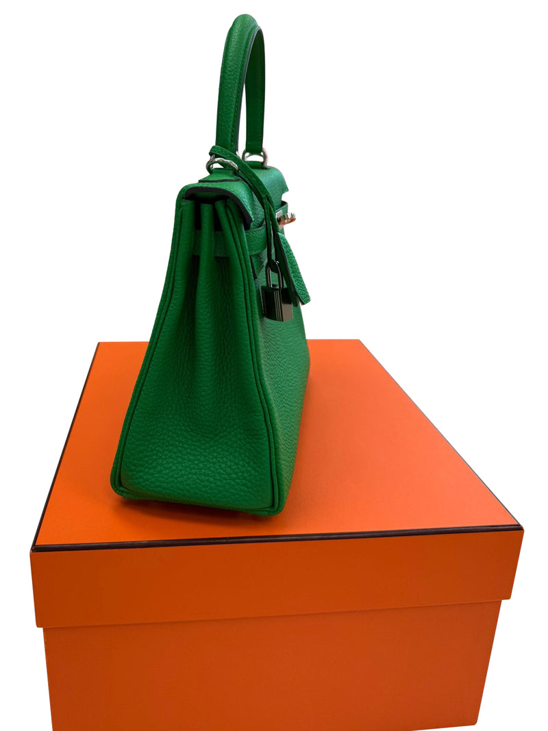 Hermes Kelly 25 Bamboo Togo Leather with Palladium Hardware Handbag