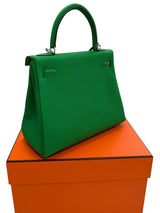 Hermes Kelly 25 Bamboo Togo Leather with Palladium Hardware Handbag
