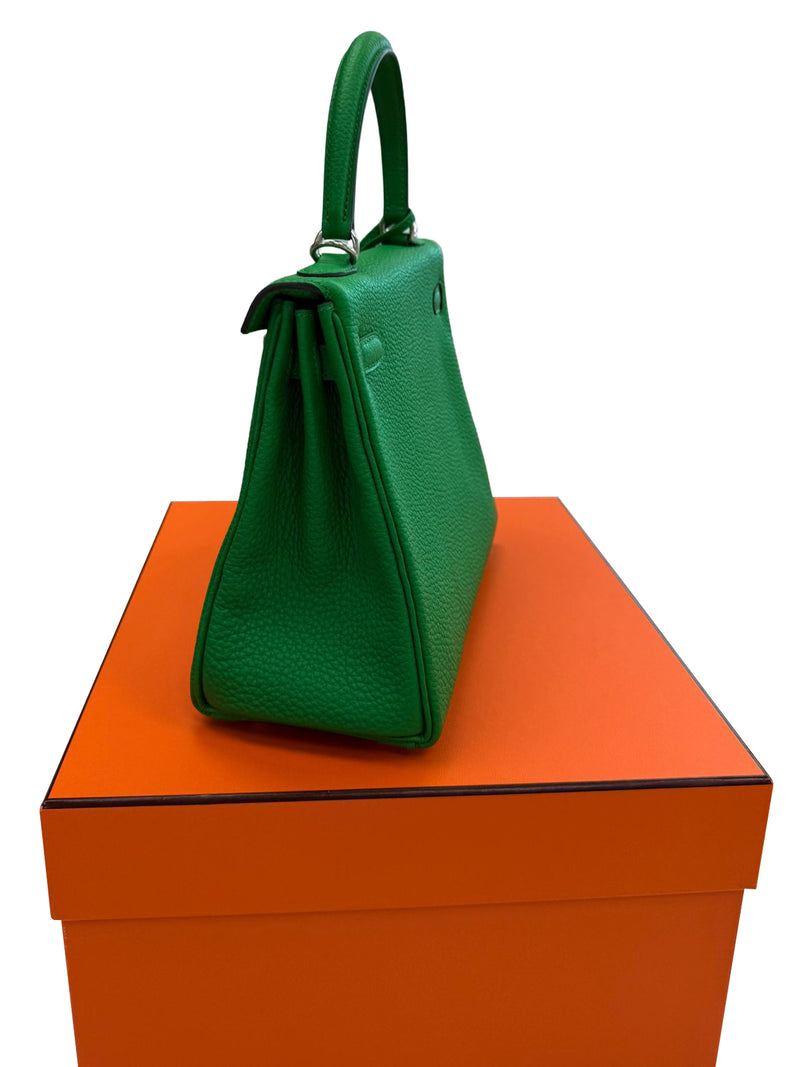 Hermes Kelly 25 Bamboo Togo Leather with Palladium Hardware Handbag