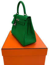 Hermes Kelly 25 Bamboo Togo Leather with Palladium Hardware Handbag