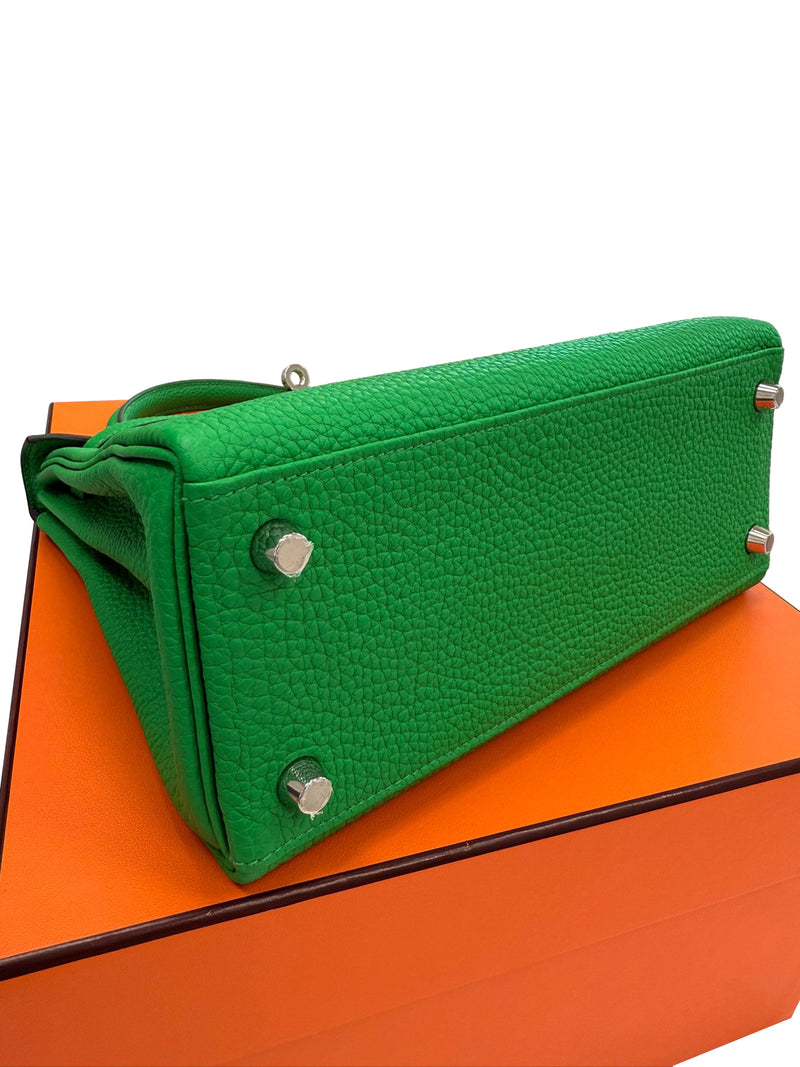 Hermes Kelly 25 Bamboo Togo Leather with Palladium Hardware Handbag