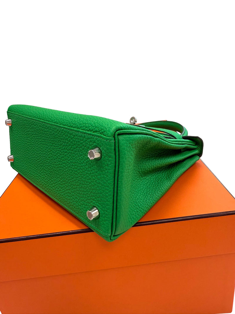 Hermes Kelly 25 Bamboo Togo Leather with Palladium Hardware Handbag