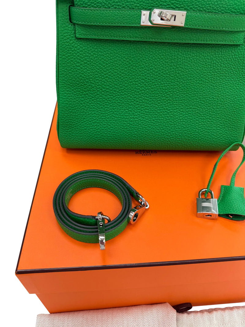 Hermes Kelly 25 Bamboo Togo Leather with Palladium Hardware Handbag
