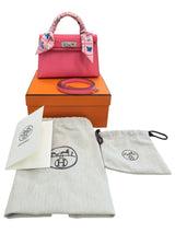 Hermes Mini Kelly Rose Azalee Epsom Leather with Palladium Hardware Handbag