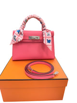 Hermes Mini Kelly Rose Azalee Epsom Leather with Palladium Hardware Handbag