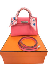 Hermes Mini Kelly Rose Azalee Epsom Leather with Palladium Hardware Handbag