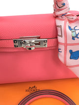 Hermes Mini Kelly Rose Azalee Epsom Leather with Palladium Hardware Handbag