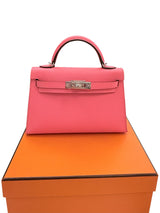 Hermes Mini Kelly Rose Azalee Epsom Leather with Palladium Hardware Handbag