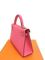 Hermes Mini Kelly Rose Azalee Epsom Leather with Palladium Hardware Handbag
