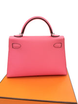 Hermes Mini Kelly Rose Azalee Epsom Leather with Palladium Hardware Handbag