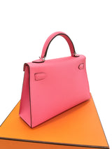 Hermes Mini Kelly Rose Azalee Epsom Leather with Palladium Hardware Handbag